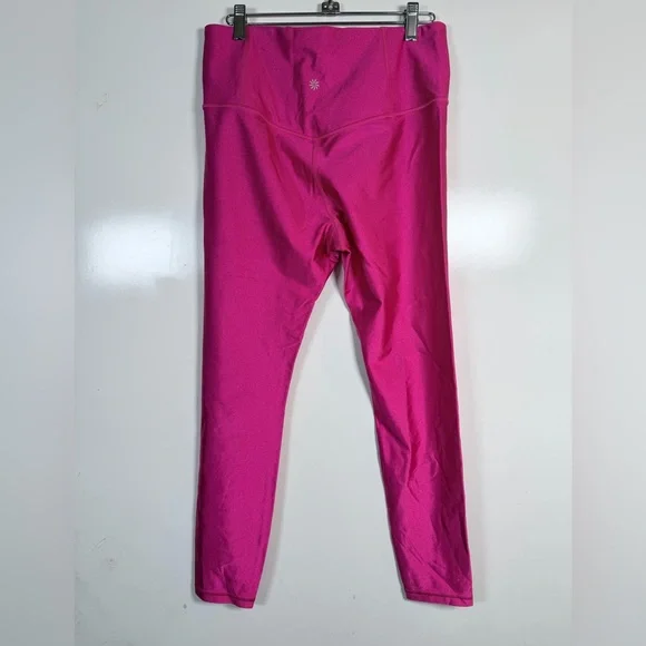 Athleta Elation Shine Tight High-Waisted Leggings Neon Bright Pink Size L - Picture 3 of 10